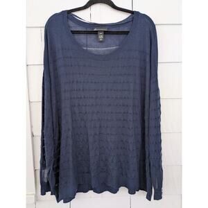 Lane Bryant Women's Sz 26/28 Solid & Sheer Striped Long Sleeve Layering Sweater